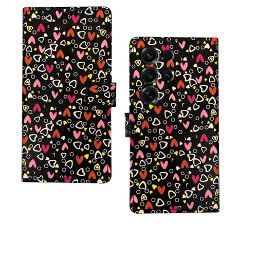 Image of amazon basics Samsung Galaxy S26 Ultra 5G Flip Cover | Card Pockets Wallet & Stand | Flip Cover for Samsung Galaxy S26 Ultra 5G (Black Hearts)