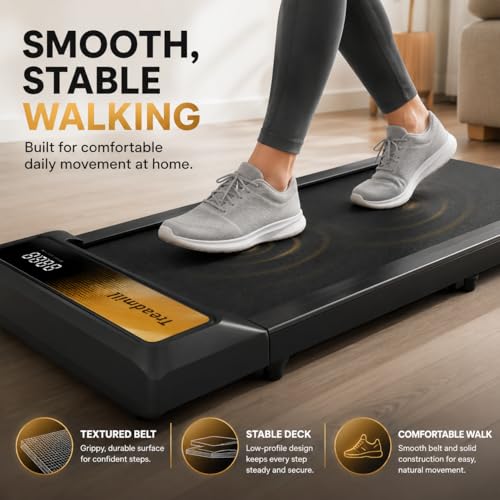 Image of Walking Pad Treadmill, 8% Incline Under Desk Treadmill for Home Office | Quiet 2.5HP motor, 265 lb capacity, 0.6-4 MPH speed, 15 x 35.4 in belt, compact for small spaces