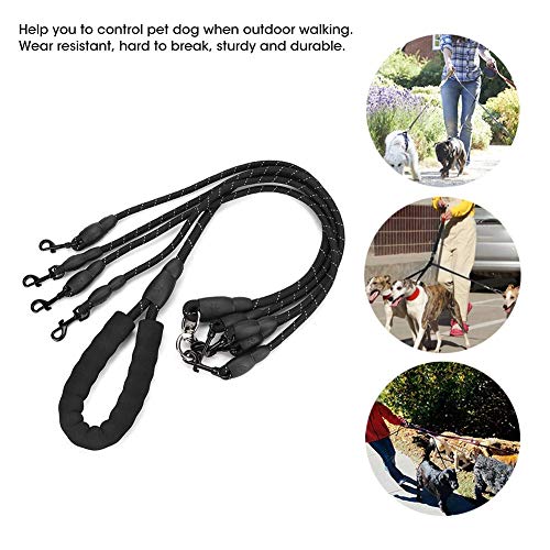 Hundeleinen, 4 in 1 No Abnehmbares Nylon-Zugseil 4-Wege-Hundeleine für Hunde Katzen im Freien(4 Way-Schwarz)
