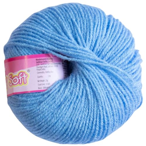 Image of Vardhman BabySoft Knitting Yarn | 100% Acrylic Wool | 4 Ply | Thin Knitting & Crocheting Hook Thread & Lightweight | Special Baby Wool | 150 Grams (6 Balls of 25g) | Machine Washable | Ideal for Blankets, Hats, Booties Ultra-Soft for Baby Sweaters, Blankets, Caps, Socks, Soft toys, Art & craft (Steel Blue No.78 & White No.18)