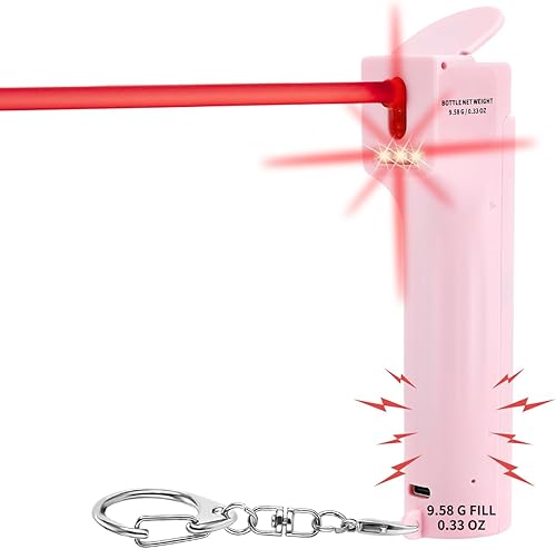 Miniatura 1 de Juego de alarma personal de autodefensa 3 en 1 para mujer, botella de gel de pimienta con sirena de 130 dB y luces estroboscópicas, tinte de marcado