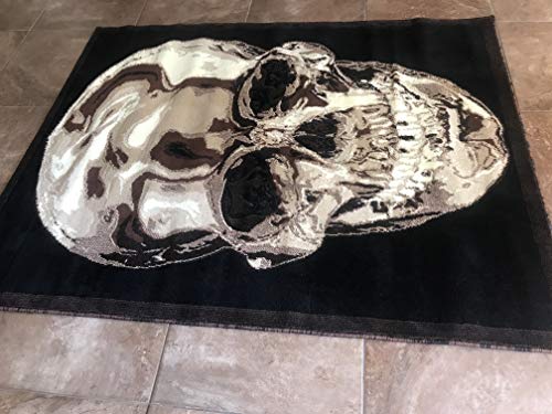 Americana Skull Area Rug Brown & Black Design 134 (8 Feet X 10 Feet 6 Inch) #TOP7