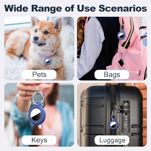 Image of MOLOSLEEVE Case for AirTag 2nd Gen (2026) & 1st Gen, Shockproof Holder Anti-Scratch Protective Cover for Air Tags, Men's Women's Keyrings & Keychains for Keys, Luggage, Bags, Blue