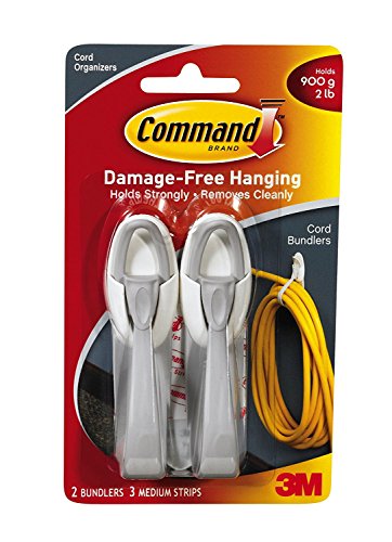Crochets pour cordons enroulés Command Blancs 3 packs fixation murale sans trou