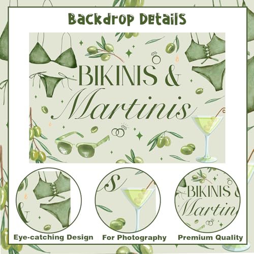 Wonmelody Margarita Bachelorette Party Dekorationen 1,5 x 0,9 m Bikinis & Martinis Hintergrund Banner Grün Margarita Junggesellinnenabschied Dekorationen für Strand Bach Sommer Tropische