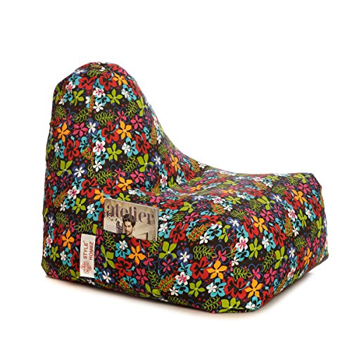 Image of Style Homez Hackey Cotton Canvas Floral Printed Bean Bag XXL Size Filled with Beans Fillers