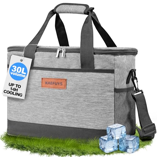 KAEFUYS Cooler Bag 30L Thermal Insulated Lunch Bag Waterproof Large Cooling Bag Reusable Lunch Box with Removable Shoulder Strap for Picnic Travel School