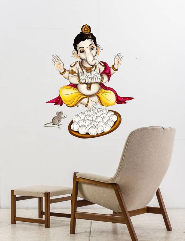 Sticker Studio Ganesh Ji with Modak PVC Vinyl,Wall Sticker for Home ...