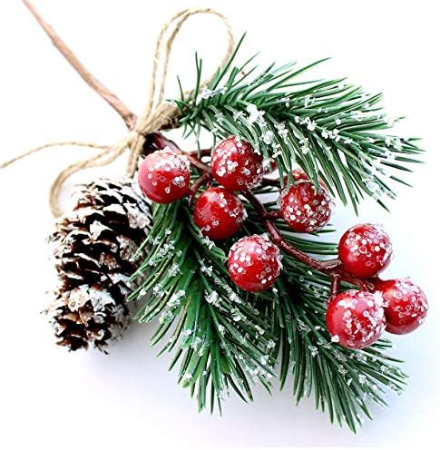 Christmas Sprigs Holly Pine Red Berry Stems Christmas Picks 8 PC Berries image 5