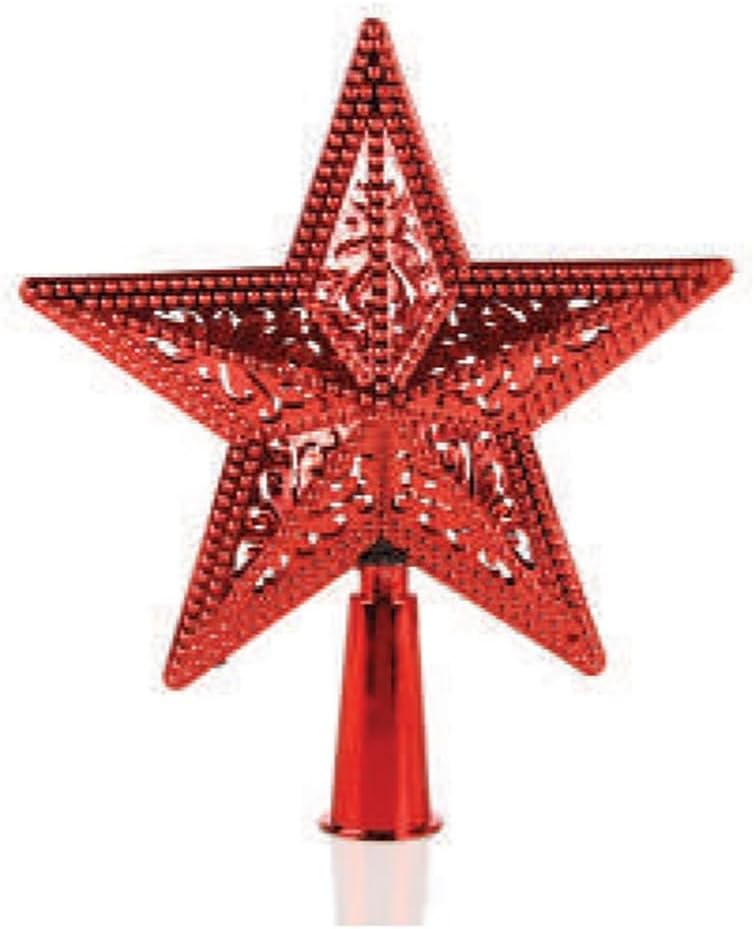 Ponteira Enfeite de Natal Estrela 5 Pontas c/Glitter Cores Sortidas 15Cm Decoração Natalina, Rio Master WF-913-140965