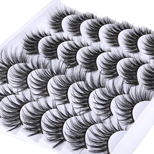 Mink Lashes Fluffy Wispy Lashes Natural Look Cat Eye False Eyelashes 3D Handmade Soft Reusable Lashes Pack