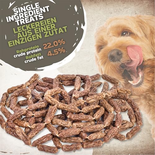 Hühnerwürstchen Hundesnacks 1kg (ca. 110-115 Stück) | Natürlich & luftgetrocknet | Getreidefrei & fettarm | Proteinreicher Kausnack für Hunde jeden Alters