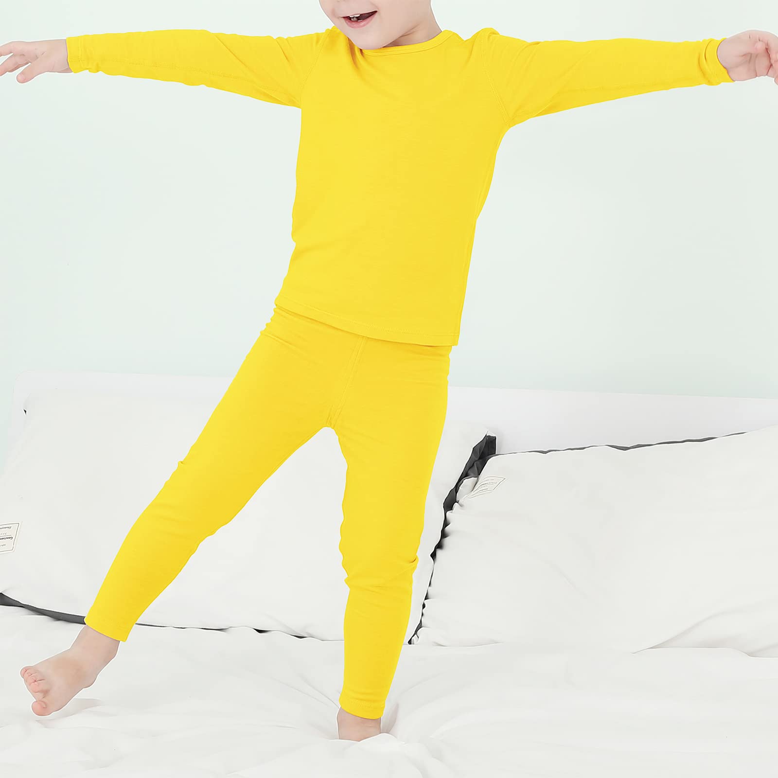 American Trends Set di biancheria intima termica per bambini, ultra morbido, per bambini e bambine, Giallo vivace, Large (100) /3T-4T