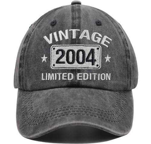 Vintage 2004 Limited Edition Hats for Men Women, 21th Birthday Decorations, 21 Year Old Adjustable Embroidered Baseball Cap Retirement Gifts Mom Dad