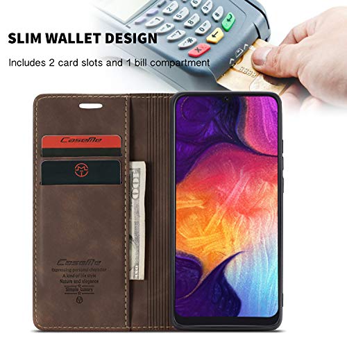 Galaxy A50 Case,Bpowe Leather Wallet Case Classic Design With Card Slot And Magnetic Closure Flip Fold Case For Samsung Galaxy A50 (Coffee) #TOP2
