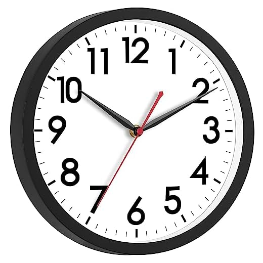 AKCISOT 12 Inch Wall Clock Silent Non-Ticking Modern Wall Clocks Battery Operated - Analog Classic Clock for Office, Home, Bathroom, Kitchen, Bedroom, School, Living Room(Black)