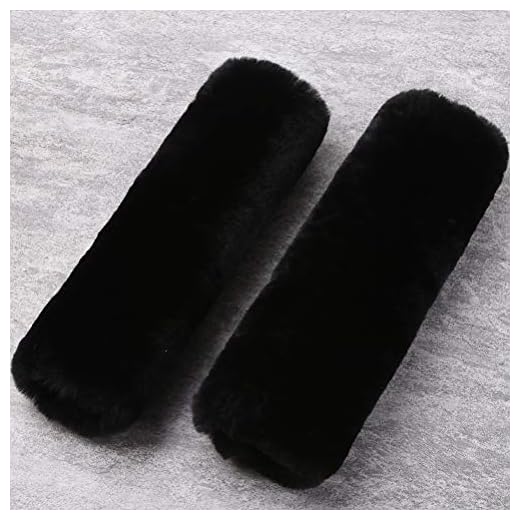 Authentic Sheepskin Car Seat Belt Pad,2 Pack Soft Seat Belt Cover for Shoulder Pad Neck Cushion Protector Car Accessories by Genuine Natural Merino Wool (Black)