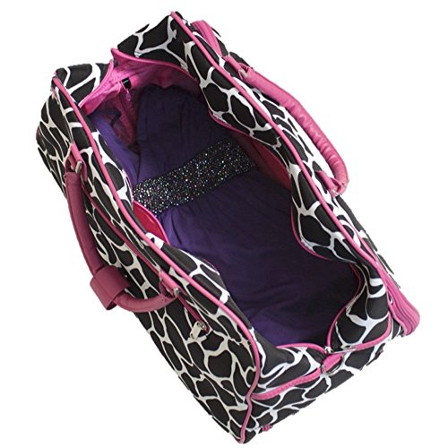 World Traveler 21-Inch Carry-On Rolling Duffel Bag, Fuchsia Trim Giraffe