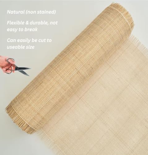 Image of MetrocaneWorks Natural Cane Webbing Roll, Square Mesh Woven Rattan Sheet, 18 Inch Width, for Chair Repair and Furniture Restoration (1.5ft x 2ft)