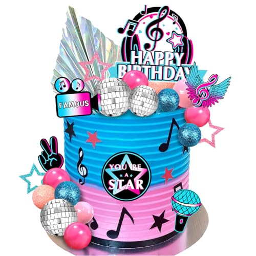 Décorations Musicales pour Gâteaux, Musical Cake Toppers, Notes de Musique Disco Cupcake Toppers,Convient pour les Décorations d'Anniversaire à Thème et Diverses...