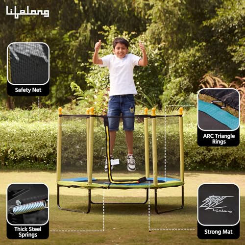 Image of Lifelong 55-Inch Trampoline for Kids with Safety Net, Spring Cover Padding, Exercise Rebounder for Indoor & Outdoor Use, Kids Jumping Bouncer Trampoline for Home