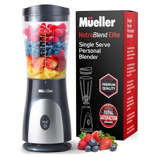 Mueller Ultra Bullet Personal Blender for Shakes and Smoothies with 15 Oz Travel Cup and Lid, Juices, Baby Food, Heavy-Duty Portable Blender & Food Processor, Grey