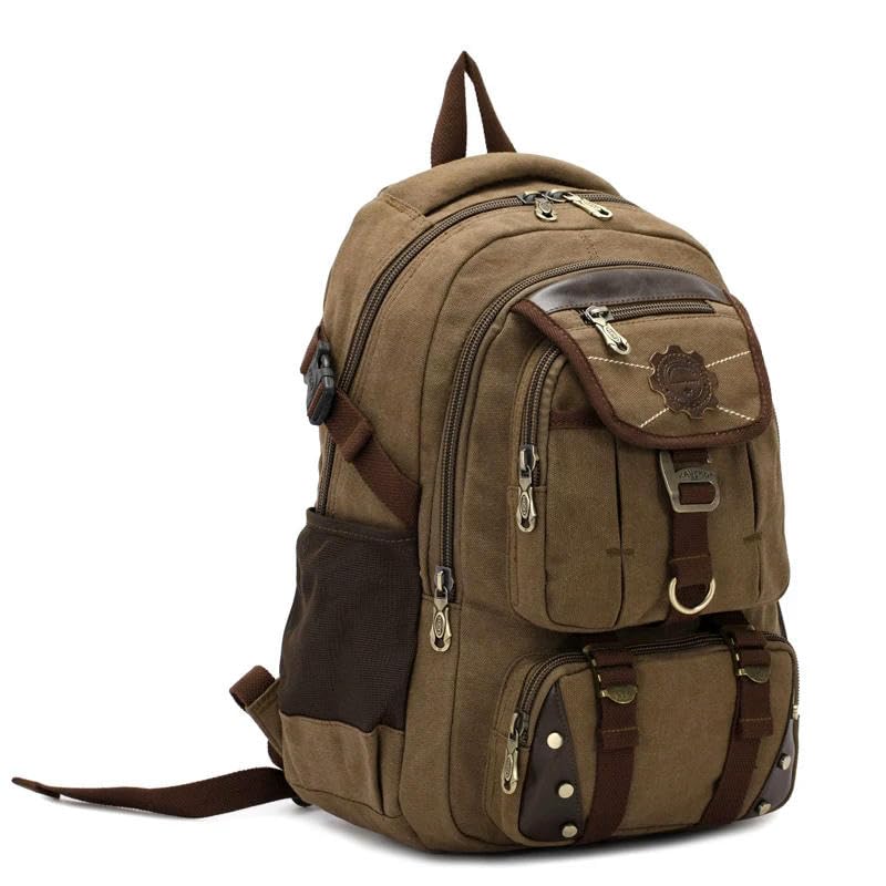 KOSTEN Backpack Men'S Backpack Canvas Men'S Travel Bags Large Capacity Travel 14 '' Laptop Backpack Bag-Khaki2