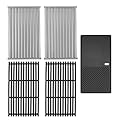 BBQration G533-2200-W1 17" Cooking Grates and Griddle Replacement Kit for Charbroil Tru-Infrared 4-Burner Grill 463242716 463242715 466242716 466242815 463257520 463276016 463255721 463255020