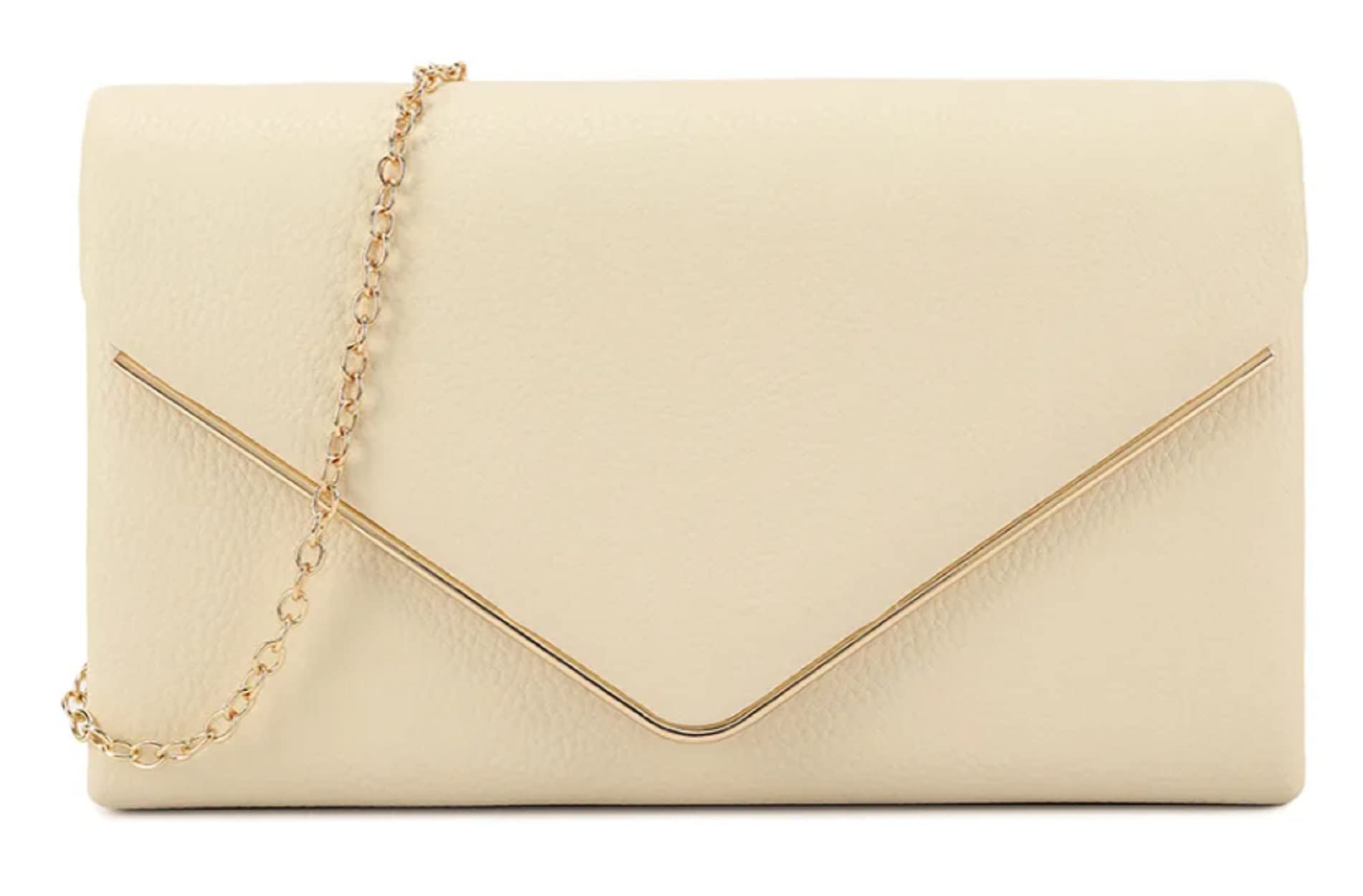 LeahWardFaux Leather Clutch Bag With Chain Strap