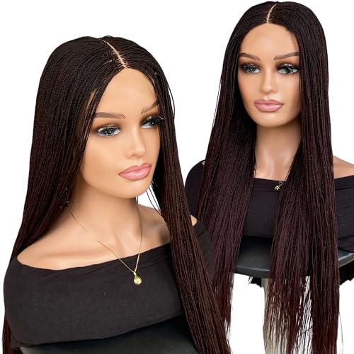 SIREZDOEL Micro Twist Wigs for black women on 2 by 6 braided lace front wig (Brown)