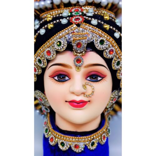 Image of SRI YAGNAA - 12 Inches POP Ammavari Face | Decorative Lakshmi Face | Varalakshmi Face for Sravanamasam Pooja | Laxmi Face