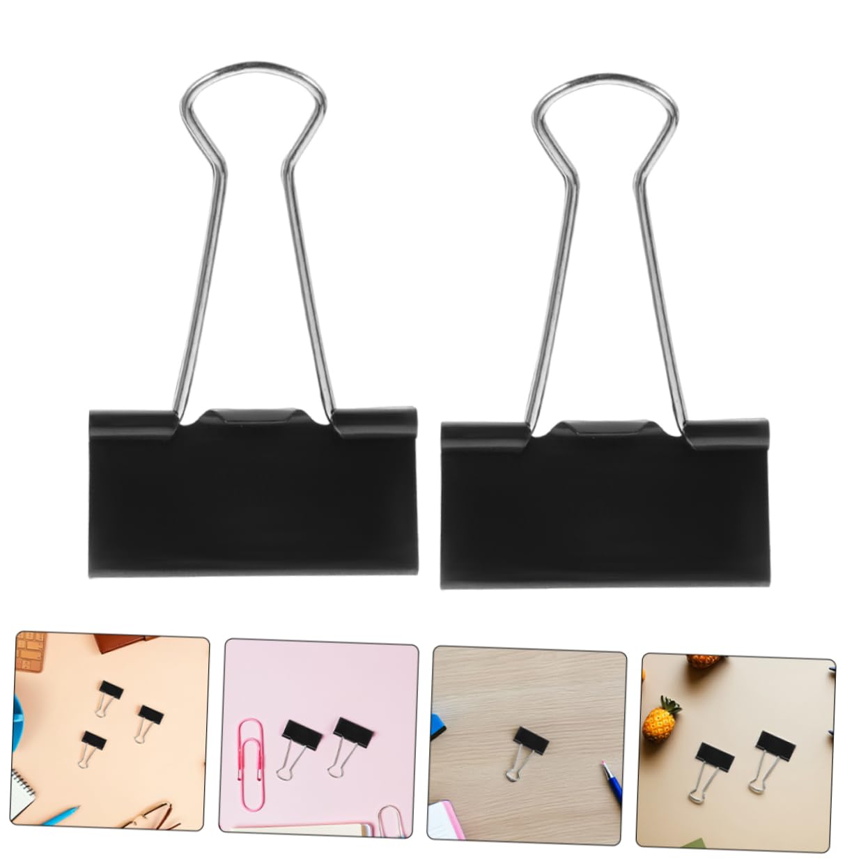 SEWACC 60 piezas Clips de Metal Negro para Oficina Sujeción Resistente Papeles Facturas Organizador Reutilizable
