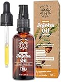 BIONOBLE Organic Jojoba Oil Cold Pressed Unrefined - Balances Sebum, Smoothes, Anti-Acne - 100% Pure Jojoba Oil for Skin, Face, Hair, Body - Vegan, Hexane Free - Glass Bottle, Pipette and Pump - 50ml