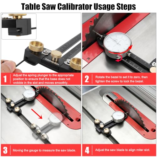 Image of TOOLCOOL Table Saw Alignment Gauge Calibrator Dial Indicator Thin Rip Jig Table Saw Jig Guide Woodworking Tool Table Saw Accessories for Repeat Narrow Strip Cuts