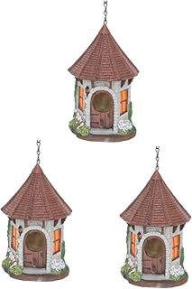 Yardwe 3pcs bird decor flower decorations parakeet Bird Hut Patio hanging bird house resin hummingbird nest Hanging Bird Home Hanging Bird Breeding Nest Hatching Nest natural crafts loft