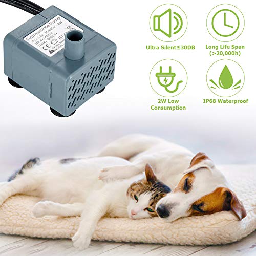 EPICKA Sprout Pet Fountain, 2L/67oz Cat Water Fountain with LED Indicator, Quiet Pump, 3 Triple-Action Filters and 1 Silicone Mat, BPA-Free Automatic Dog Water Dispenser (Green) - Thumbnail 5