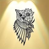 Decoración de Pared de Metal Minimalista Moderna con búho de Hierro Negro y Flores, diseño geométrico para Sala de Estar, Regalo de San Valentín y Navidad.