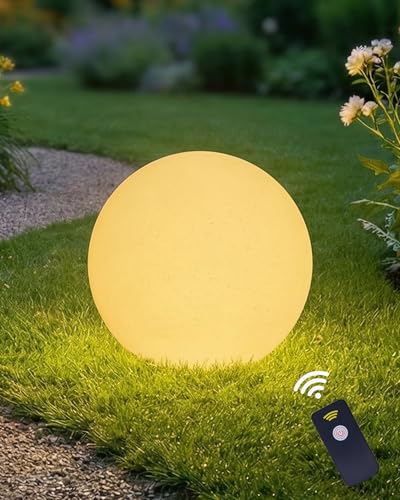 Fastruggle 12 Inch Solar Ball Light Solar Rechargeable Globe Light 3 Modes Dimmable Globe Light Decor for Patio Garden Yard Beach Pathway Party Decorative Lighting