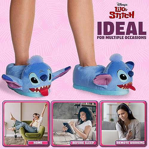 Image of Disney Stitch 3D Plush Slippers for Women Teens Eeyore Baby Yoda Soft Cozy Fleece Non Slip House Shoes Gifts for Women