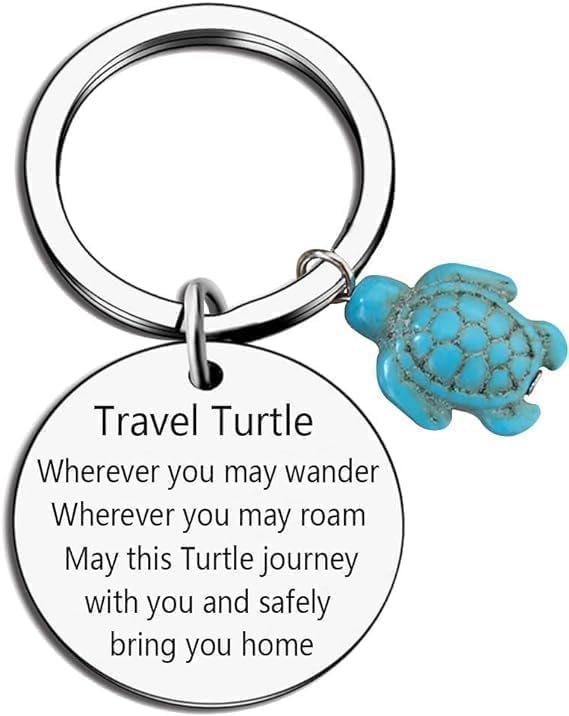 Doraler Travel Turtle Keychain Tortoise Keyring Good Luck Charm for Women Men Driver Driving Car Keyring Test Safe Travel Gifts Present for Her Him Travelling Travel Present Gifts Idea
