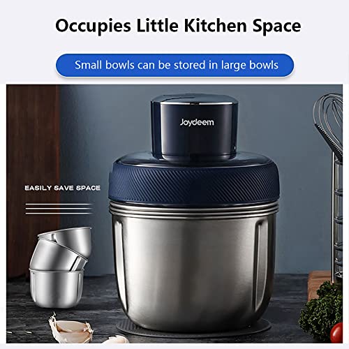 Joydeem-JD-376B-Electric-Food-ProcessorMeat-Grinder-with-Garlic-PeelerVegetable-Fruit-Chopper-with-3-Stainless-Steel-BowlsBlue