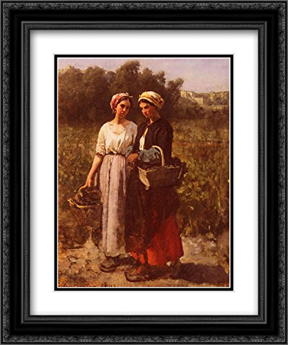 Les Vendanges A Chateau'Lagrange 20x24 Black Ornate Frame and Double Matted Museum Art Print by Jules Breton