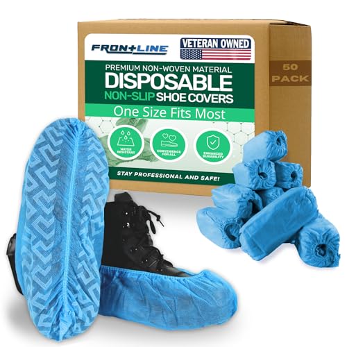 Non-Slip Shoe Covers Disposable, 50 Pack Blue, One Size Fits Most Booties - image 1