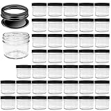 4oz Glass Jars With Lids And Bands,Small Mason Jars Wide Mouth,Mini Canning Jars With Black Lids For...