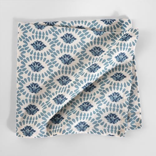 Fingercraft FC2023PRINT Cloth Napkin Cotton Linen Blend Printed Table Napkins Soft And Absorbent Fabric