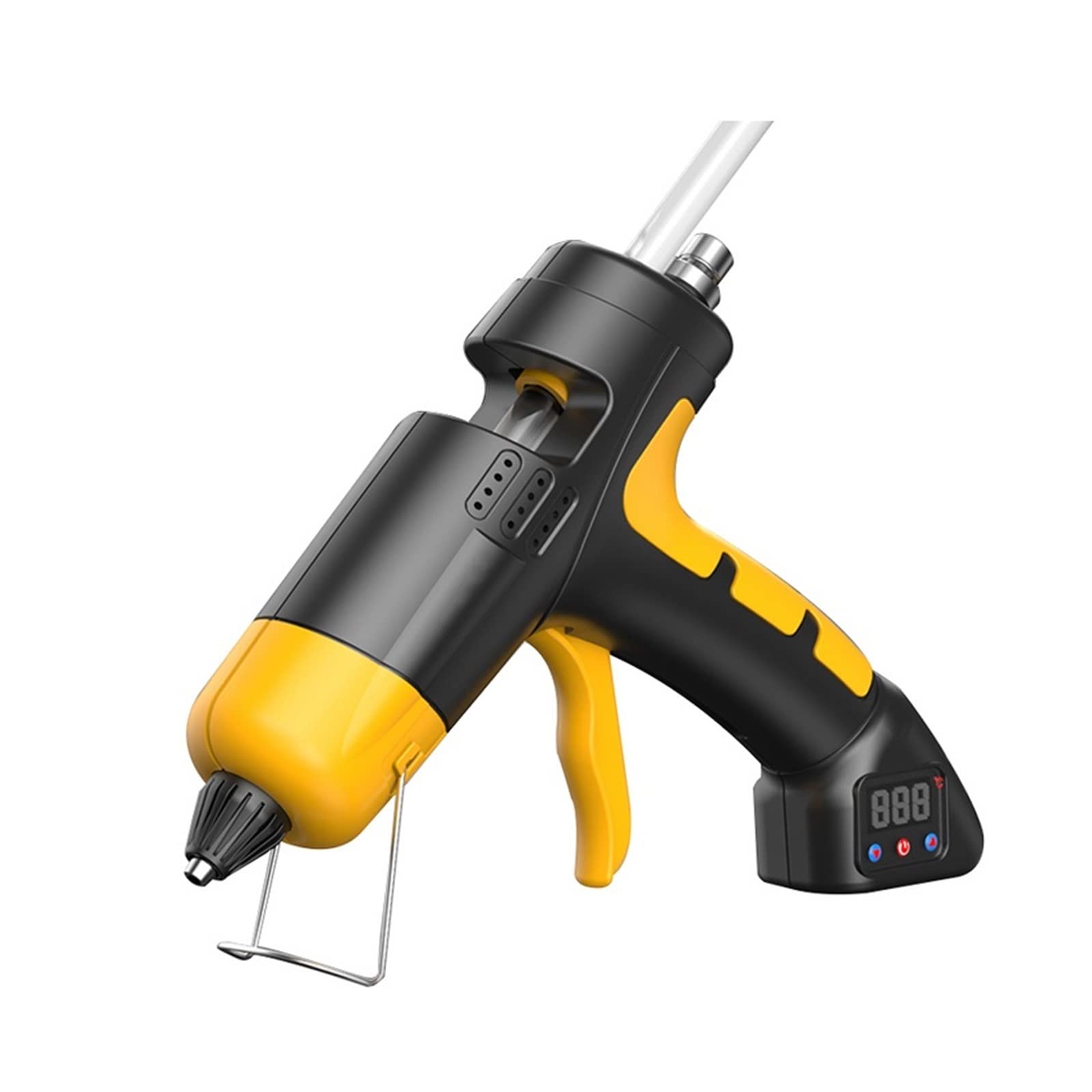 Pistola de silicona, Pistola de pegamento de fusión en caliente con batería de litio inalámbrica de 60w, pantalla Digital, temperatura ajustable, uso de barra de pegamento de 7mm, herramienta de repar