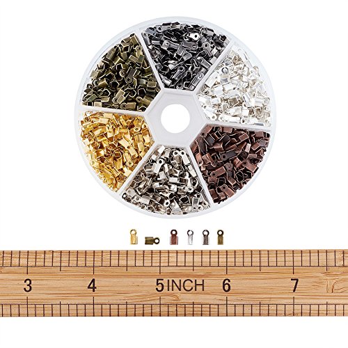image for PH PandaHall Pandahall 1380pcs/box 6 Color Iron Fold Over Crimp Cord E
