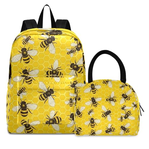 Kids' Backpacks, Bees Yellow Waterproof Picnic Cooler, Travel Backpacks for Big Kids and Youth