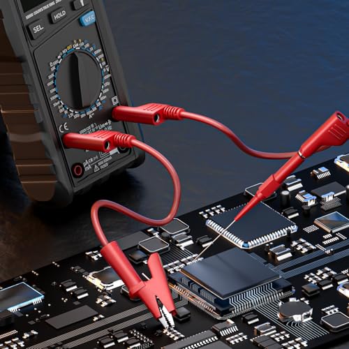 Image of Goupchn Test Leads Kit Alligator Clips Electrical Cable 4mm Banana Plug to Banana Plug Test Wires with Wire Piercing Probes 6PCS for Multimeter Electrical Testing Red&Balck