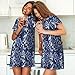 Ncpkcb Women'S Nightgown Short Sleeve Pajamas Dress Blue Snake Skin Texture Nightdress Fashion Sleepwear Nightshirt